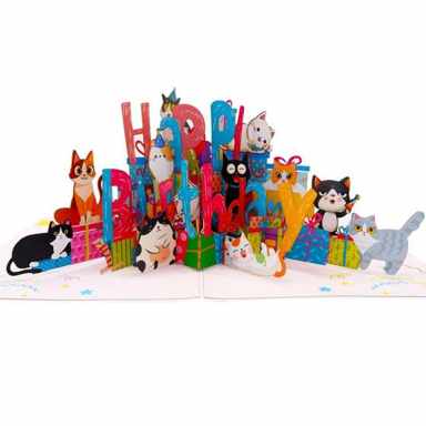 Happy Birthday Cat Pop-Up Card – A Joyful 3D Surprise