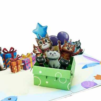 Kittens Birthday Party Pop-up Card