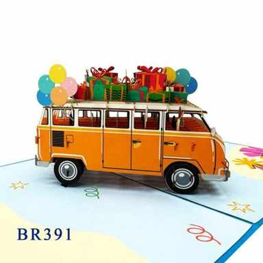 Birthday Van Bus Pop Up Card