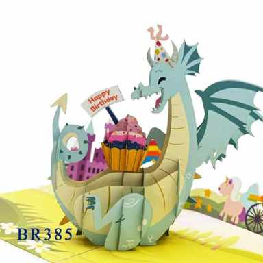 Happy Birthday Cute Dragon Pop Up Card