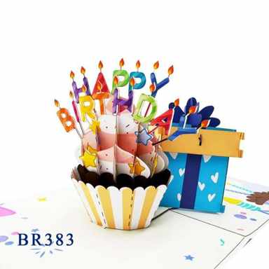 Happy Birthday Cupcake & Present Box Pop Up Card