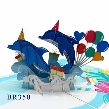 Birthday Dolphins Pop Up Card