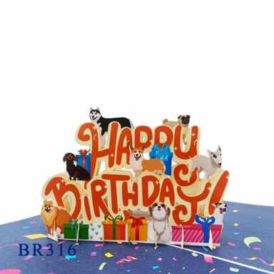 Happy Birthday Dogs Pop Up Card