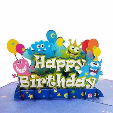 Happy Birthday Monsters Pop Up Card