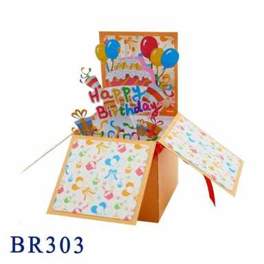 Happy Birthday Orange Pop Up Box